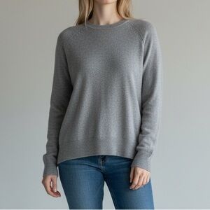 Free People Cashmere Silk Sweater Gray Exposed Seam Curved Hem Size SP